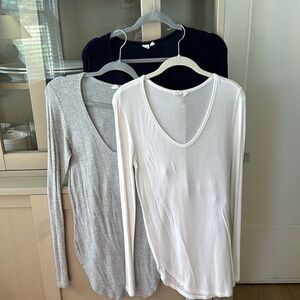 3 Gap long sleeve rib t-shirts. Navy blue/White/ Grey with white stripes. Size M